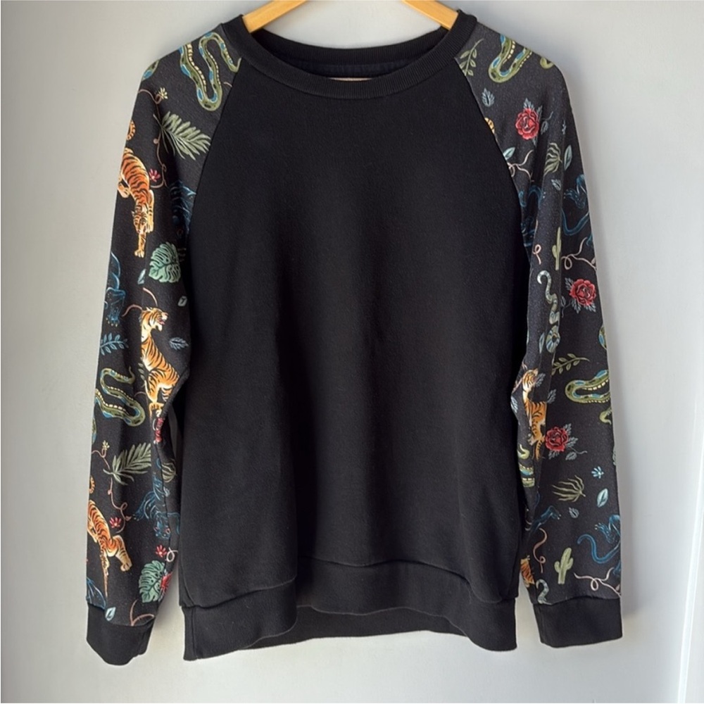 ZARA MAN XL BLACK TIGER PANTHER SNAKE JUNGLE SWEATSHIRT - Picture 2 of 7